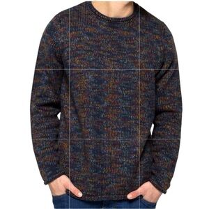 RVLT Revolution Knit Sweater Men Sz XL Dark Blue Multicolor Long Sleeve Pullover